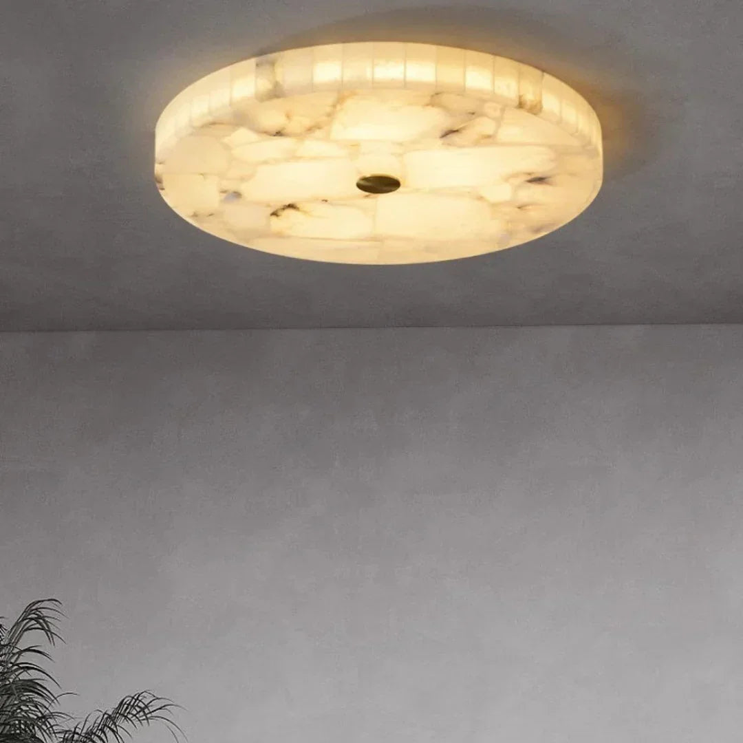 Round Ceiling Light in alabaster for Living Room by AUVIELIGHT