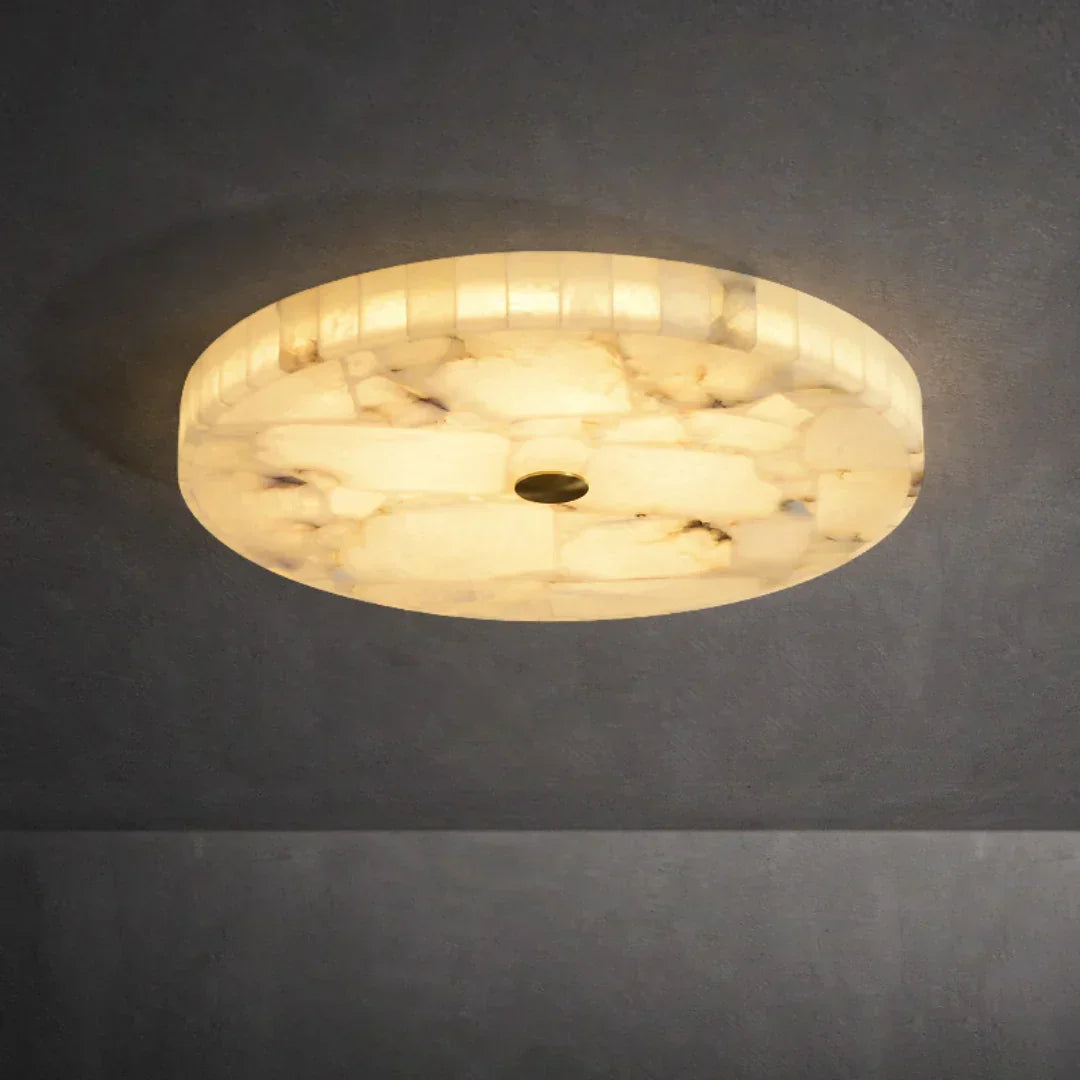 Round Ceiling Light in alabaster for Living Room by AUVIELIGHT