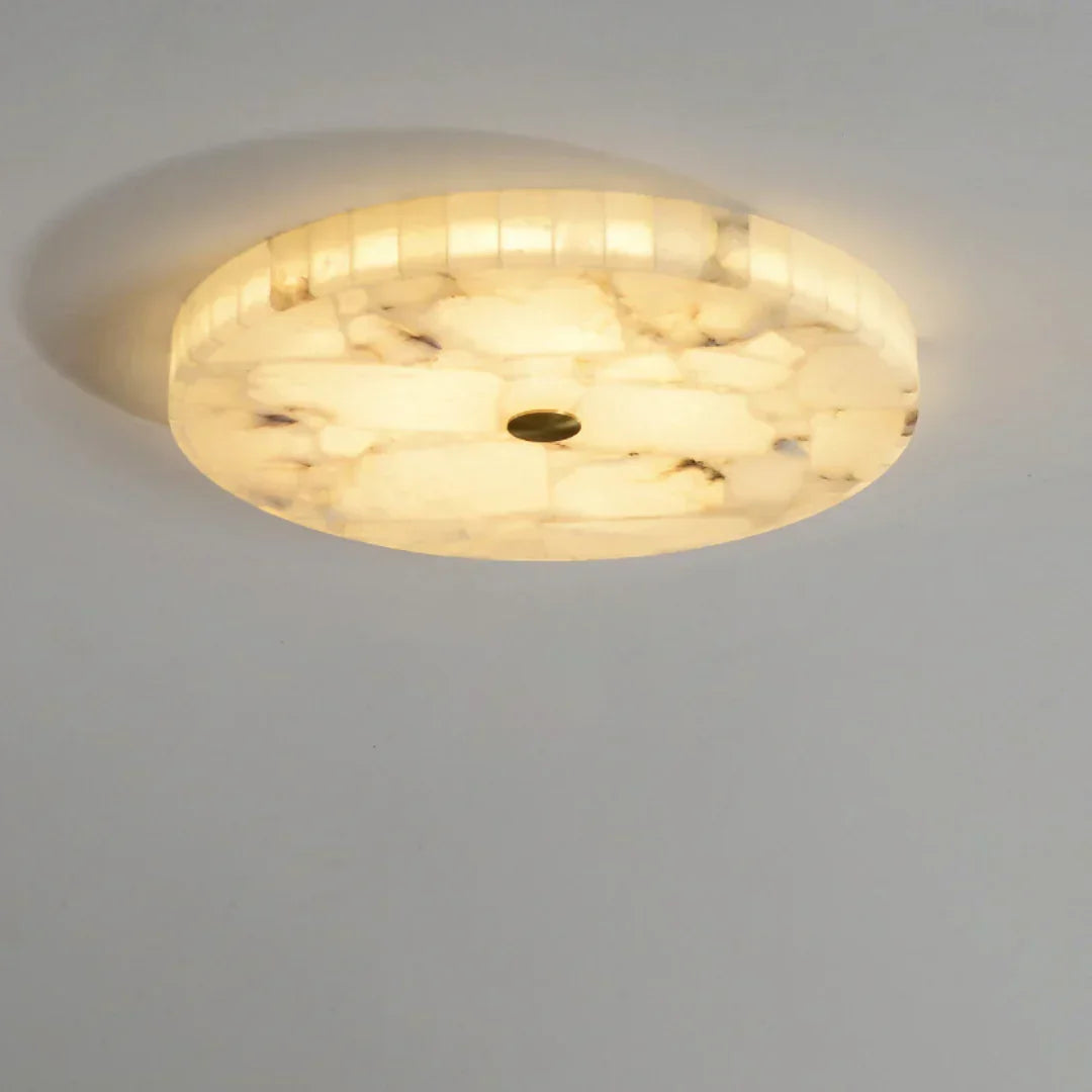 Round Ceiling Light in alabaster for Living Room by AUVIELIGHT