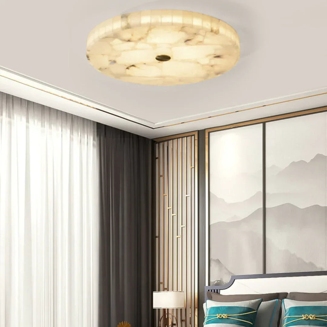Round Ceiling Light in alabaster for Living Room by AUVIELIGHT