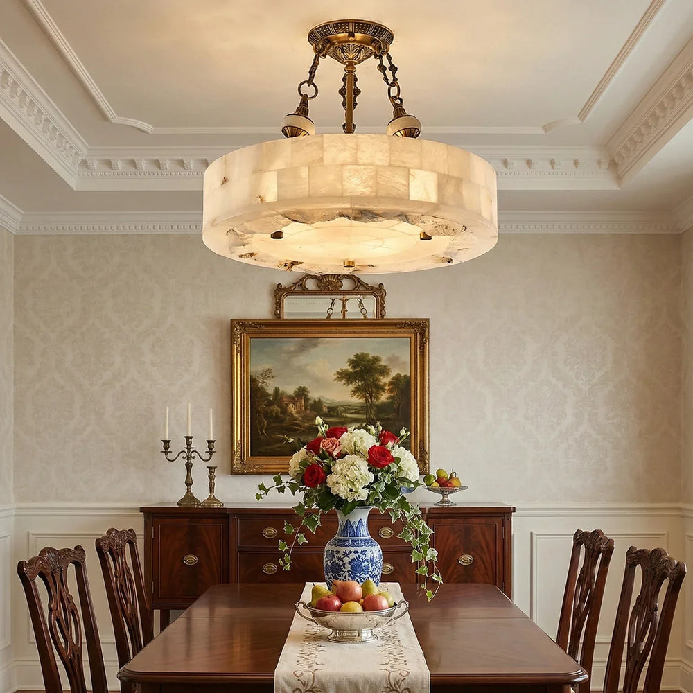 Aurevia Round Ceiling Light in alabaster for Living Room by AUVIELIGHT