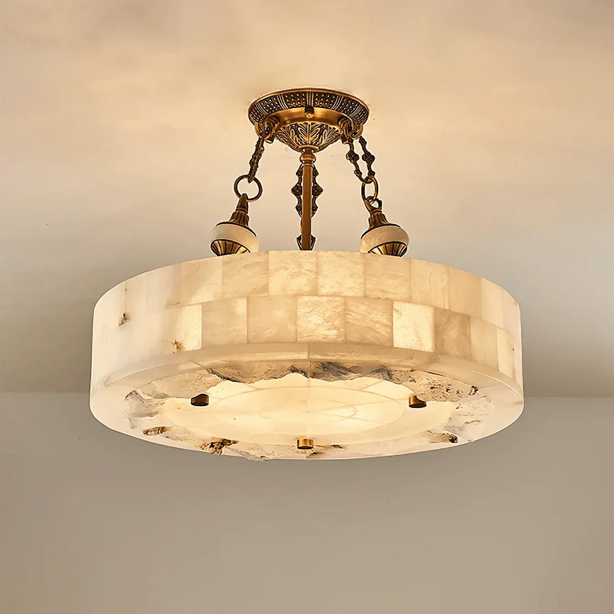 Aurevia Round Ceiling Light in alabaster for Living Room by AUVIELIGHT