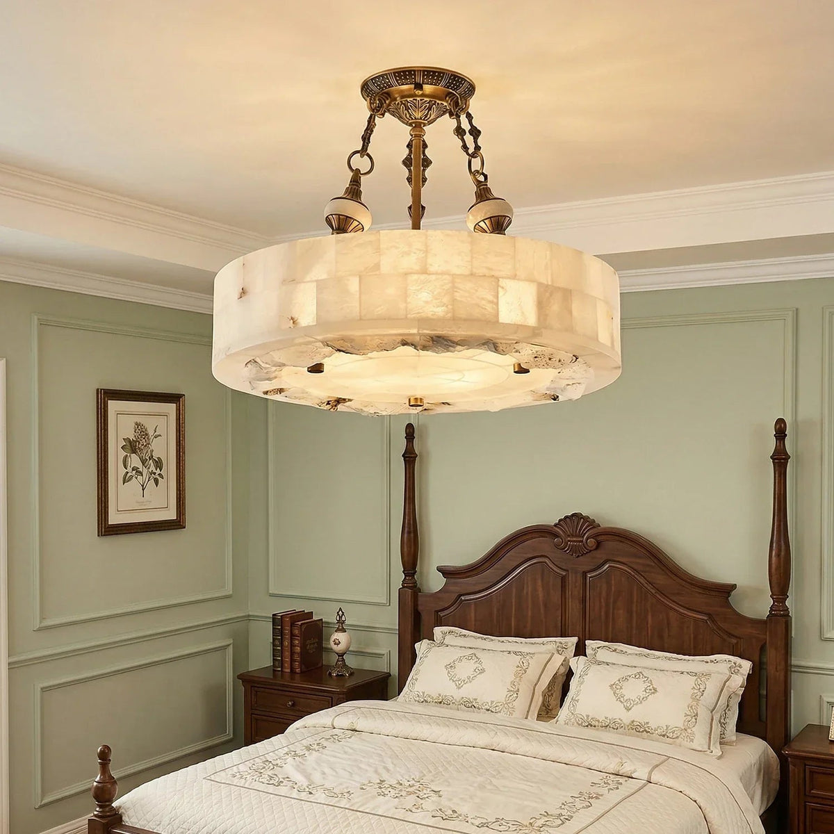 Aurevia Round Ceiling Light in alabaster for Living Room by AUVIELIGHT