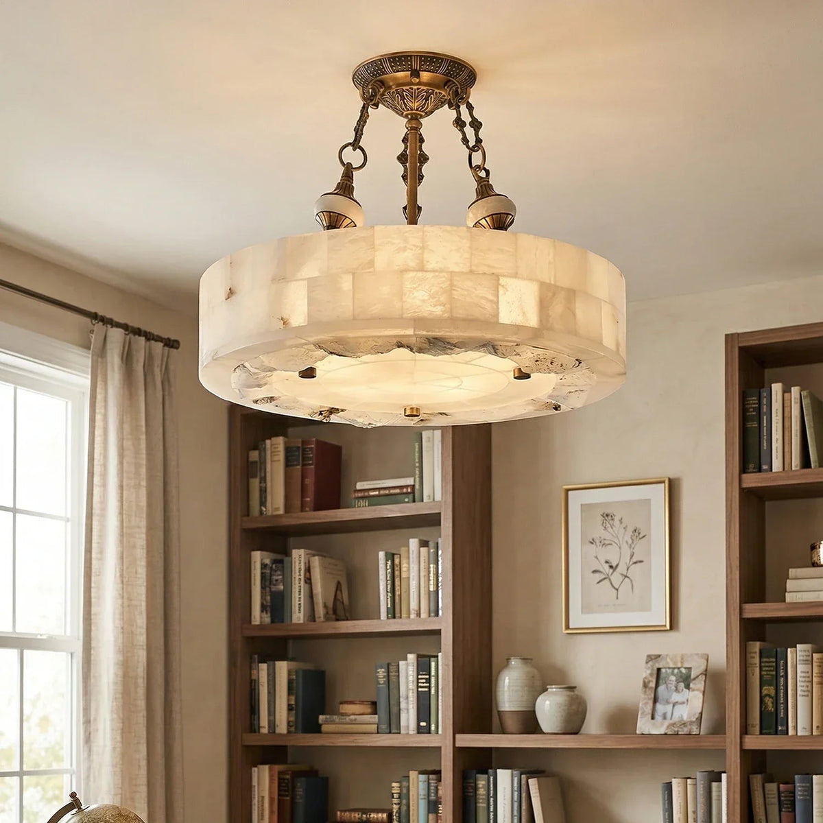 Aurevia Round Ceiling Light in alabaster for Living Room by AUVIELIGHT