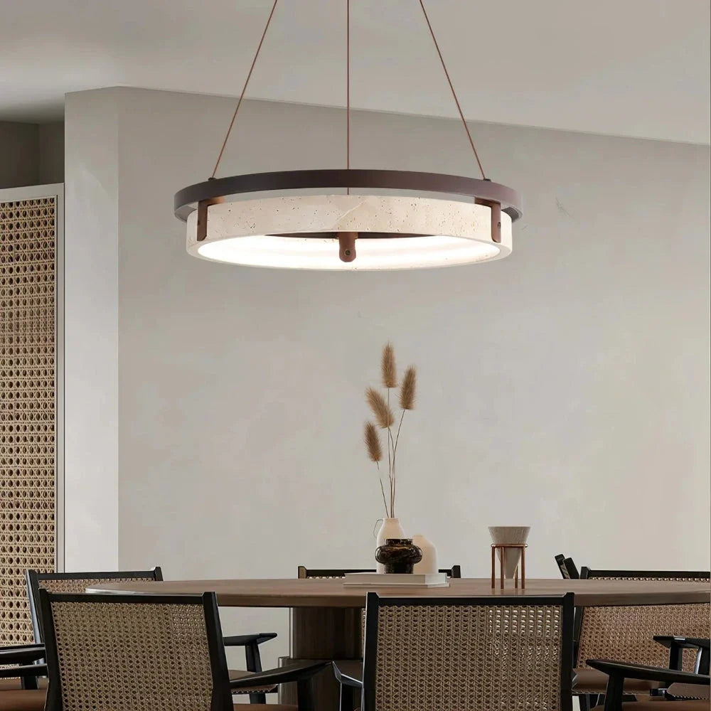Orbit Round Chandelier in travertine for Dining Room by AUVIELIGHT