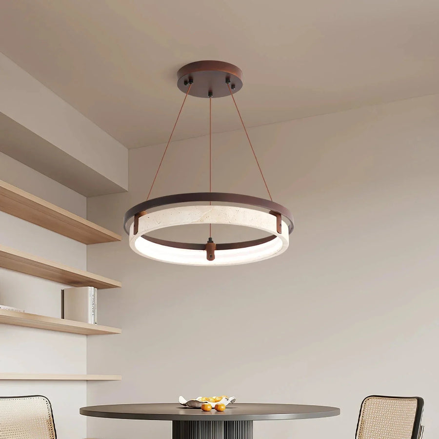 Orbit Round Chandelier in travertine for Dining Room by AUVIELIGHT