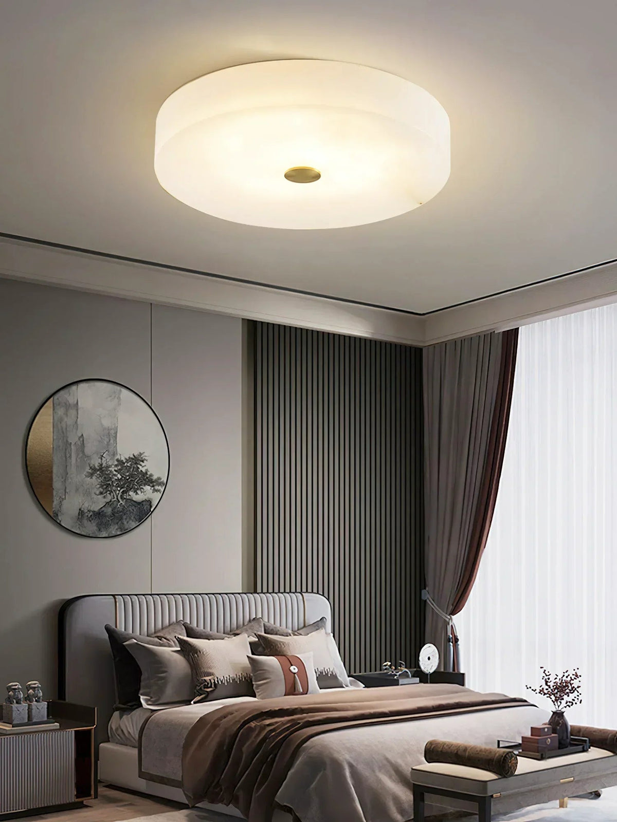 Sophie Round Ceiling Light in alabaster for Living Room by AUVIELIGHT