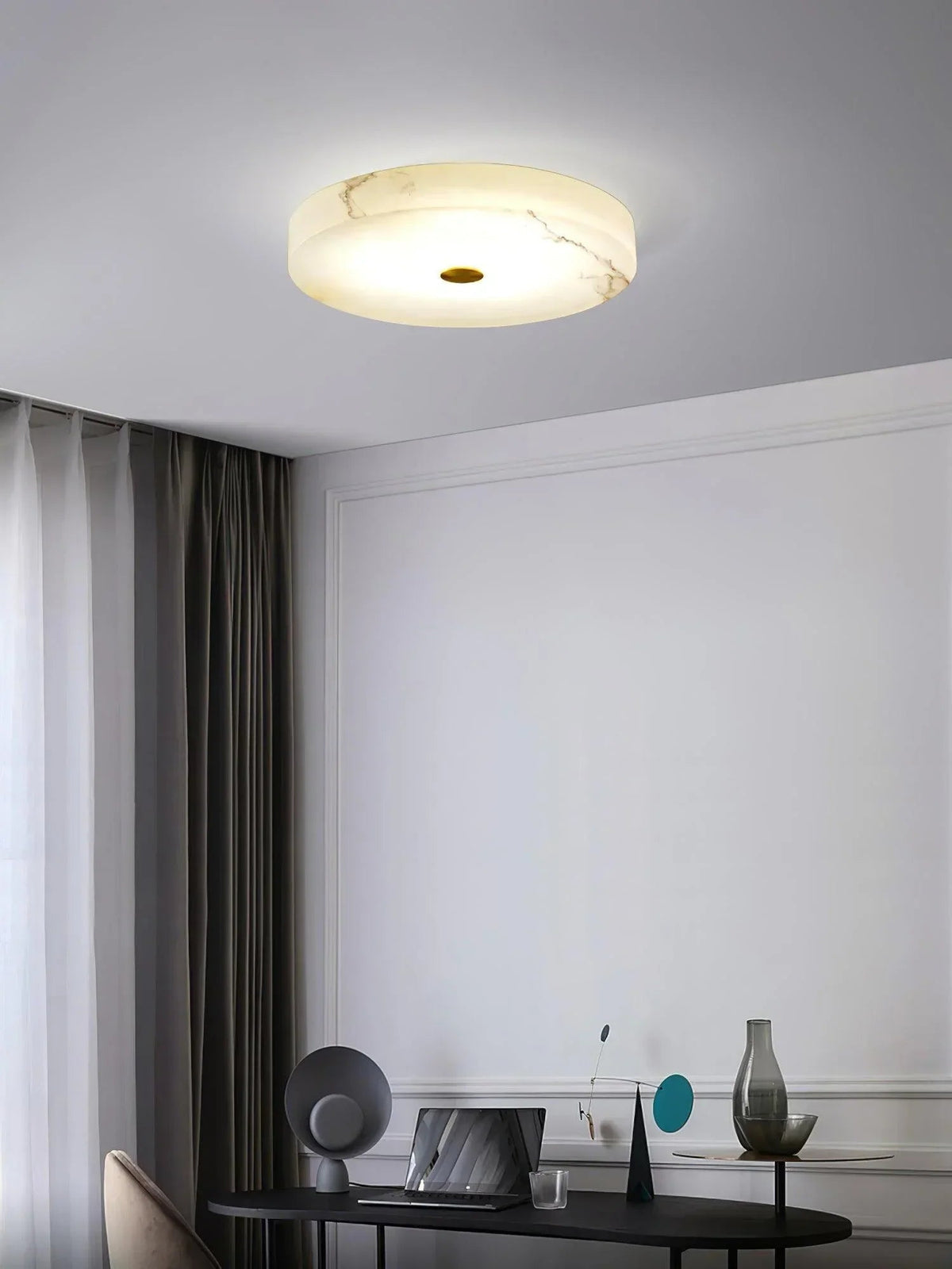 Sophie Round Ceiling Light in alabaster for Living Room by AUVIELIGHT