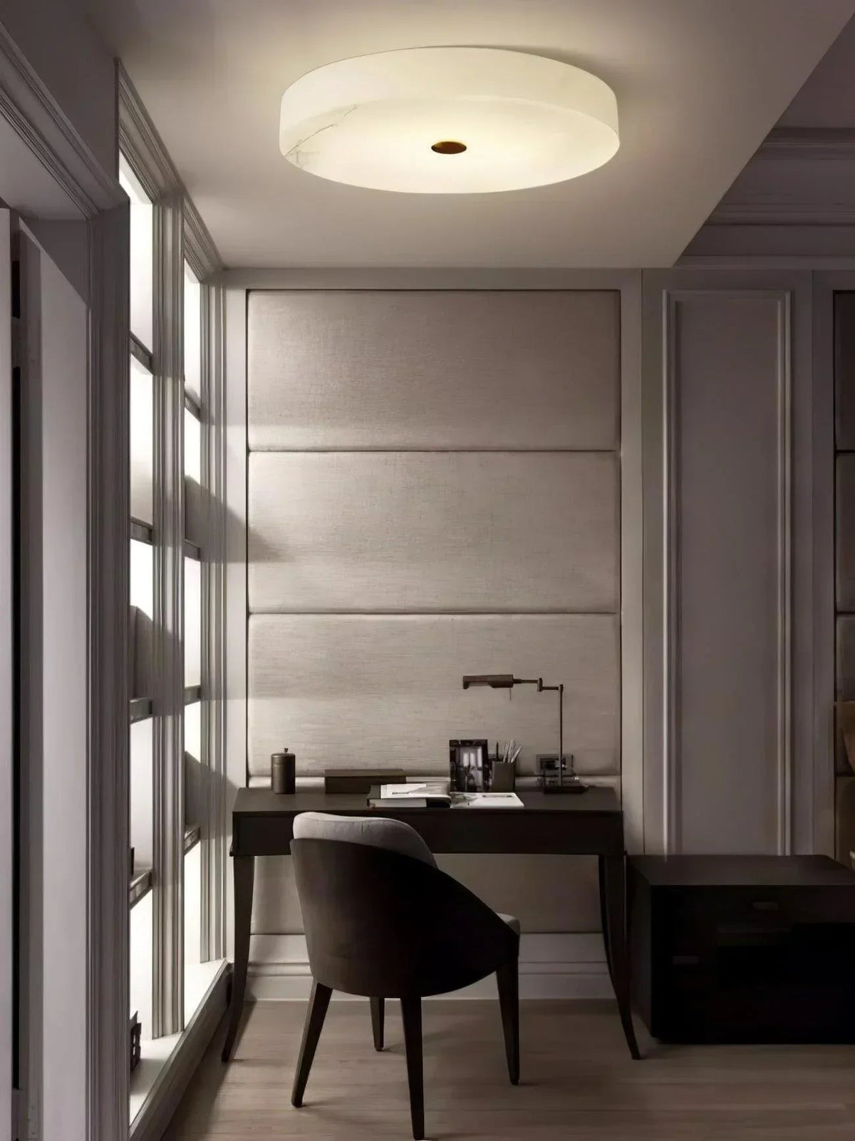 Sophie Round Ceiling Light in alabaster for Living Room by AUVIELIGHT