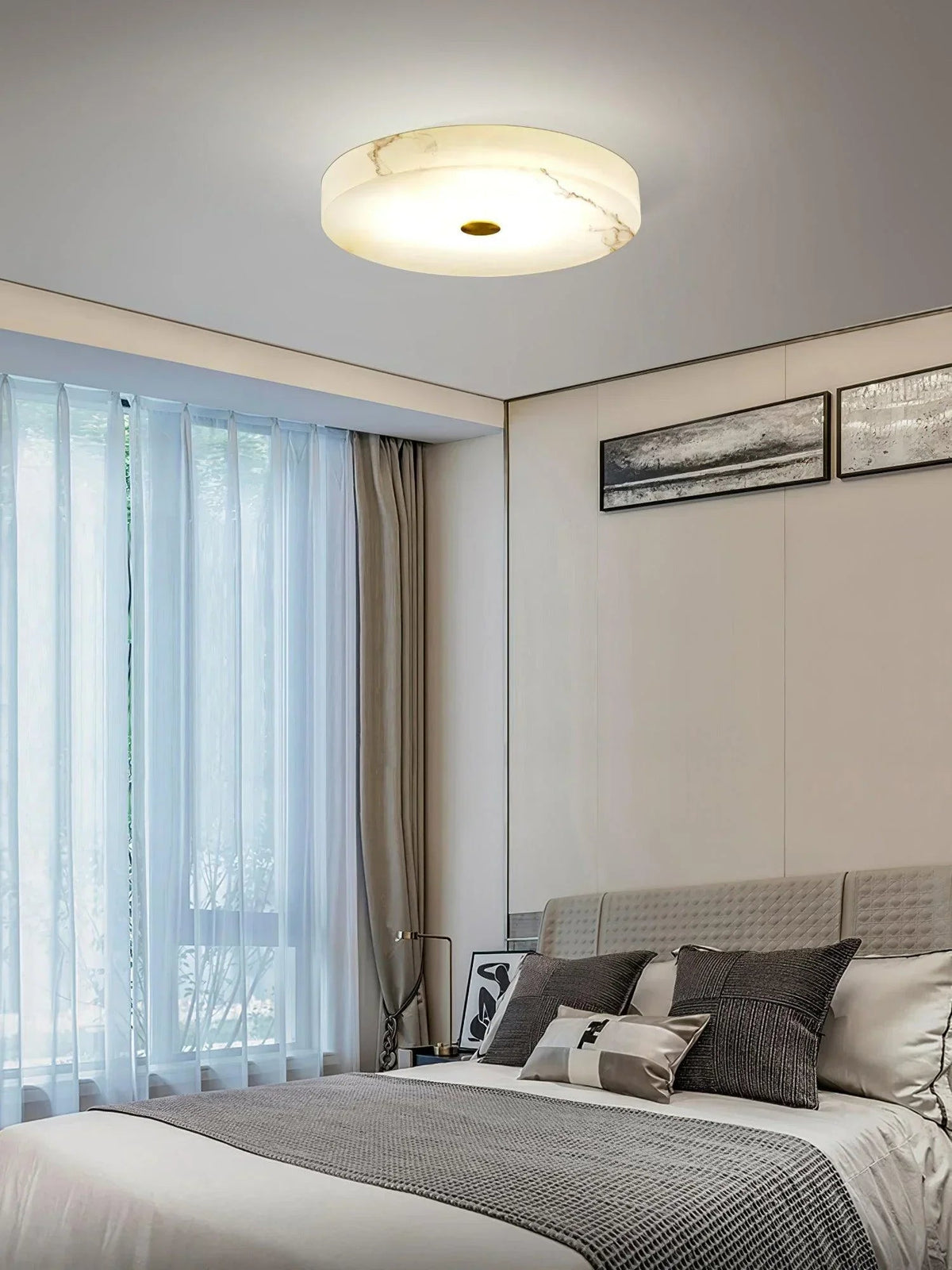 Sophie Round Ceiling Light in alabaster for Living Room by AUVIELIGHT