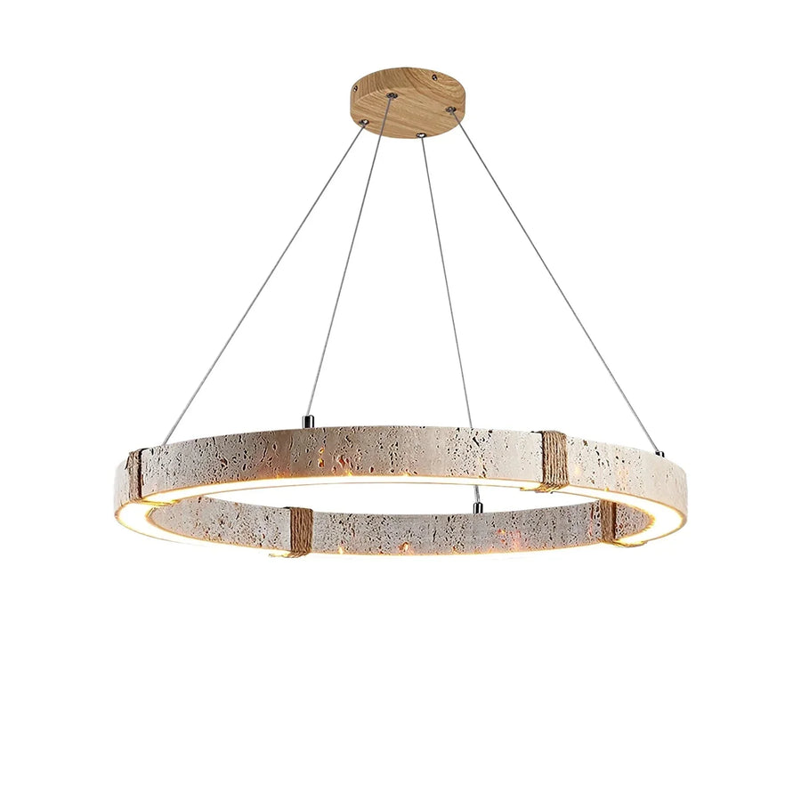 Dainolite Round Chandelier in travertine for Dining Room by AUVIELIGHT