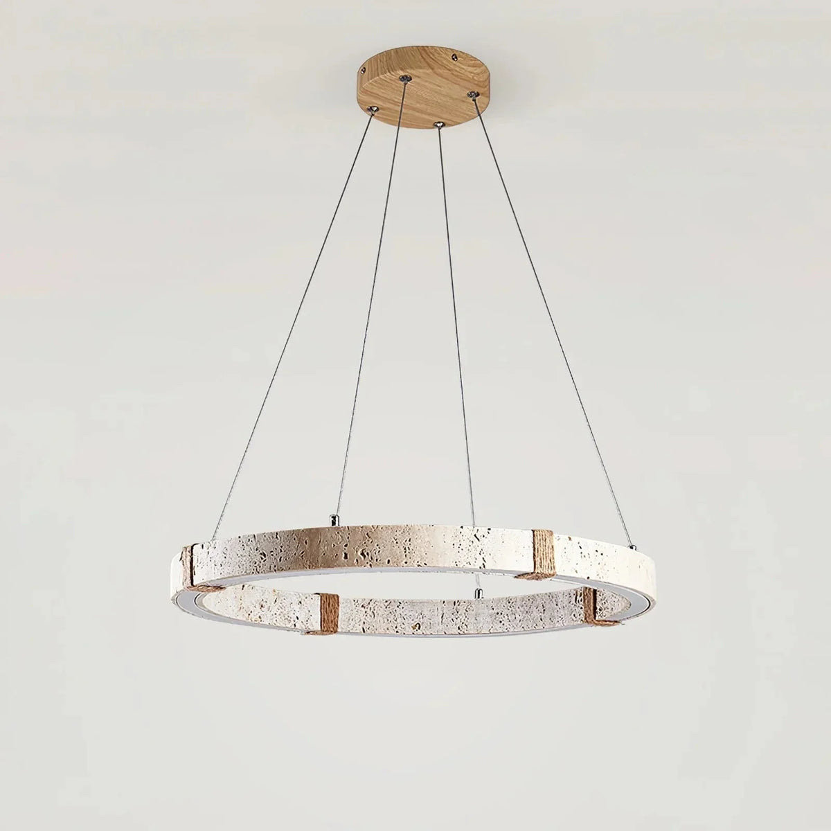 Dainolite Round Chandelier in travertine for Dining Room by AUVIELIGHT, Dia 50cm x H 5cm / ∅ 19.7″ x H 1.9″ / Yellow Travertine / Warm Light