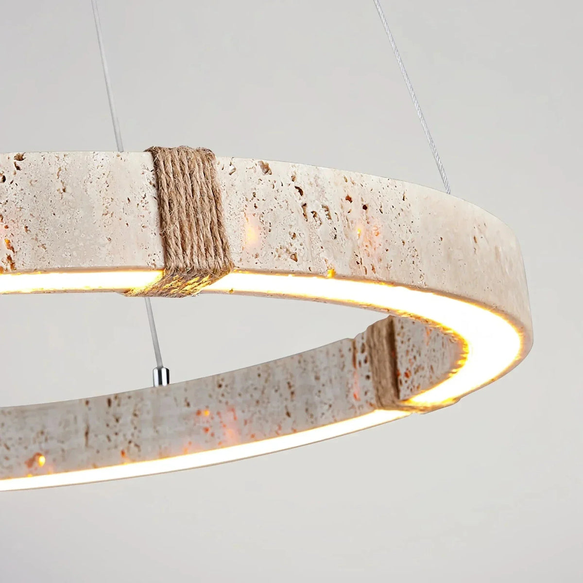 Dainolite Round Chandelier in travertine for Dining Room by AUVIELIGHT