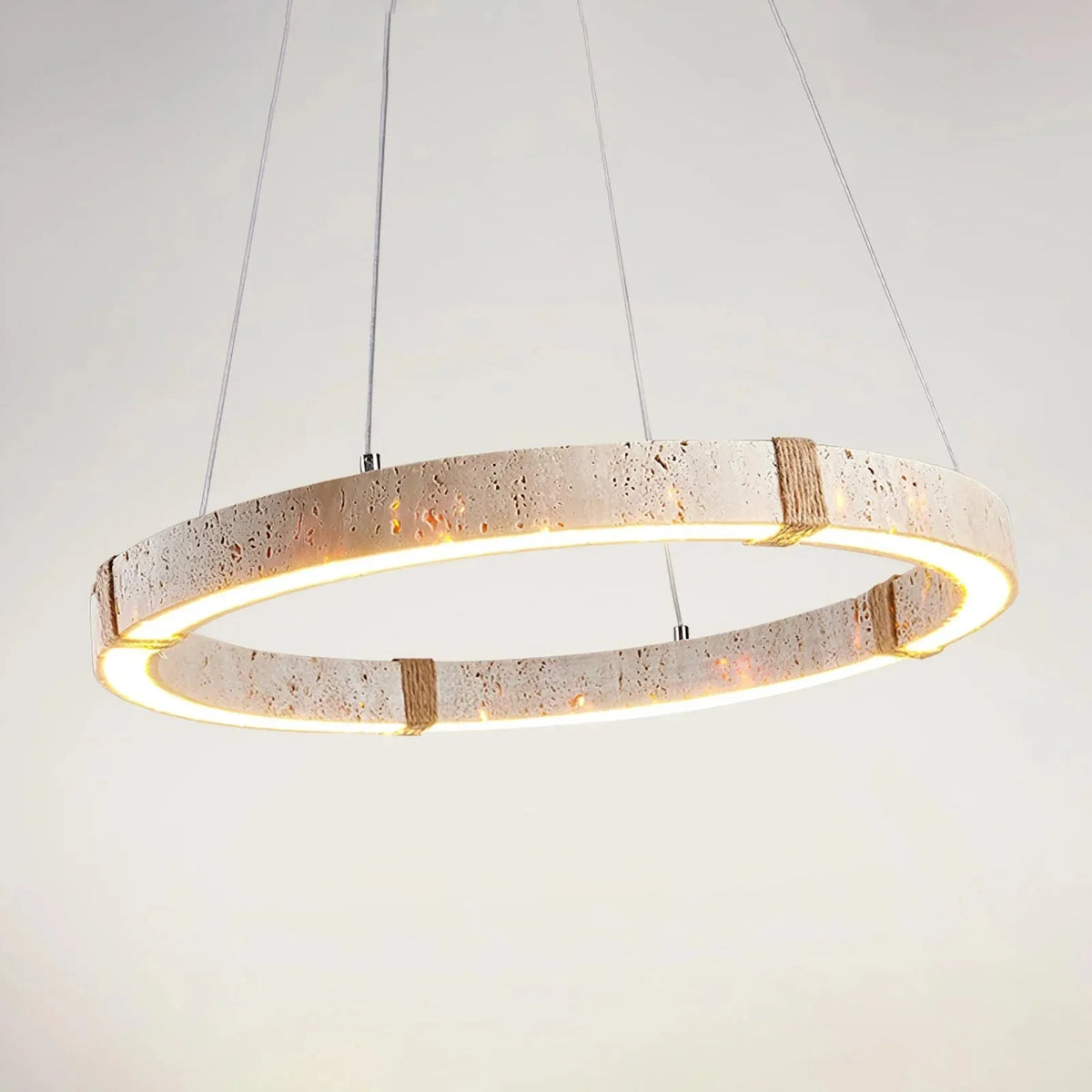 Dainolite Round Chandelier in travertine for Dining Room by AUVIELIGHT