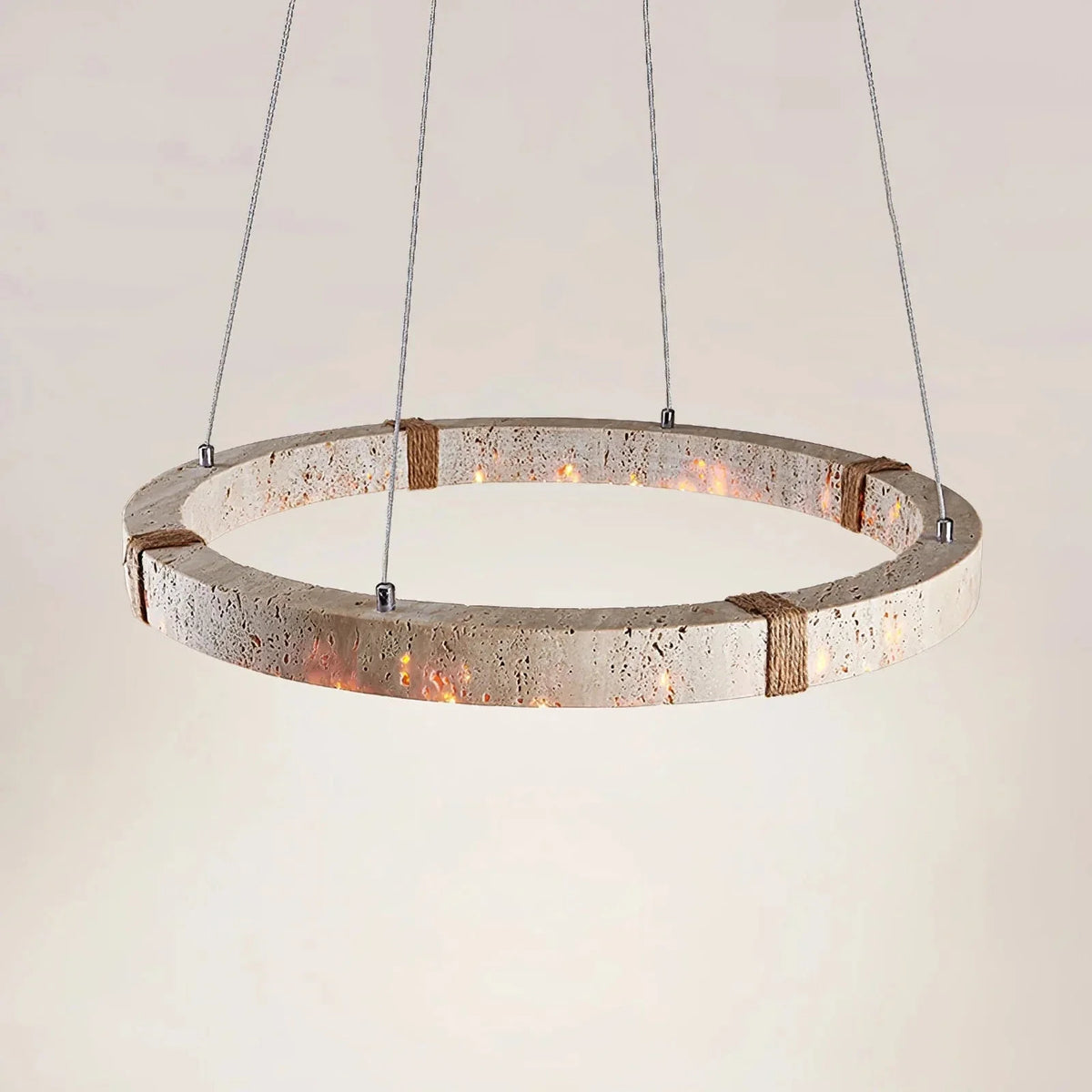 Dainolite Round Chandelier in travertine for Dining Room by AUVIELIGHT