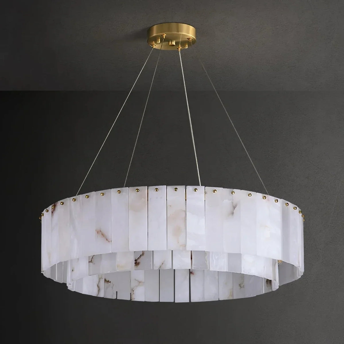 Round Layered Chandelier in alabaster for Dining Room by AUVIELIGHT