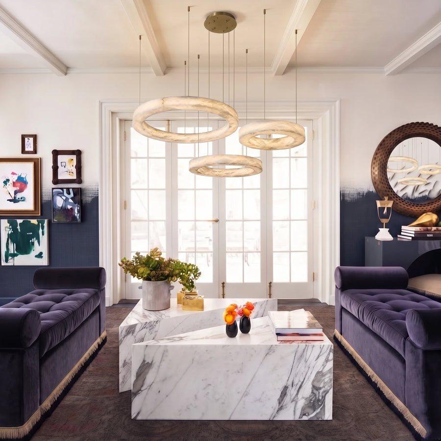 Modern Halo Ring Chandelier in alabaster for Dining Room by AUVIELIGHT