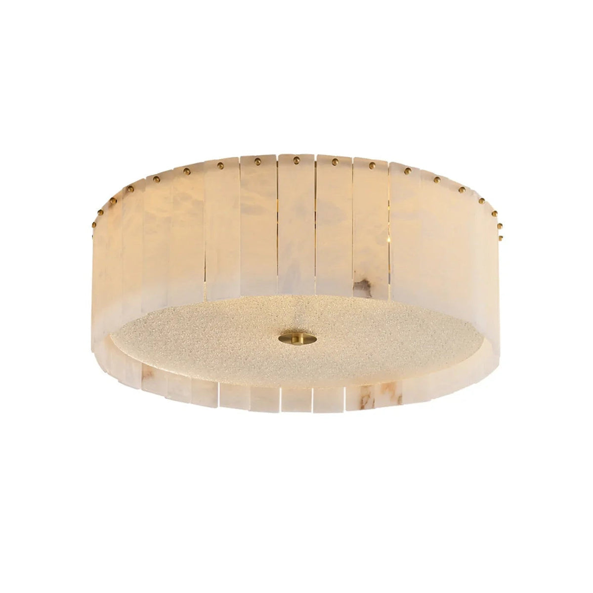 Pleated Round Flush Mount in alabaster for Low Ceilings by AUVIELIGHT