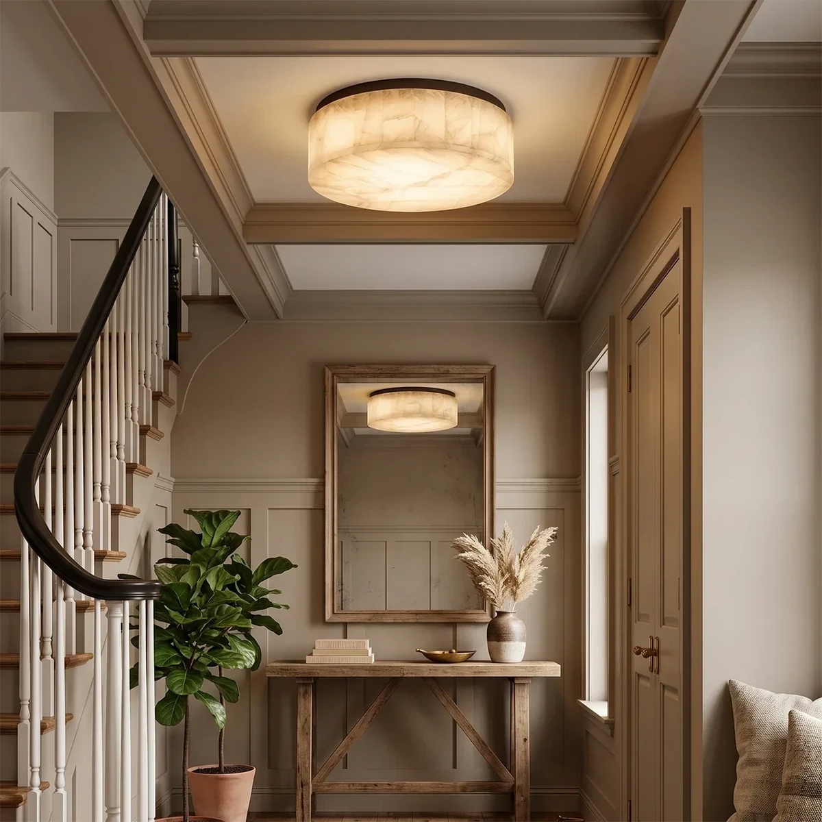 Rivage Round Ceiling Light in alabaster for Living Room by AUVIELIGHT