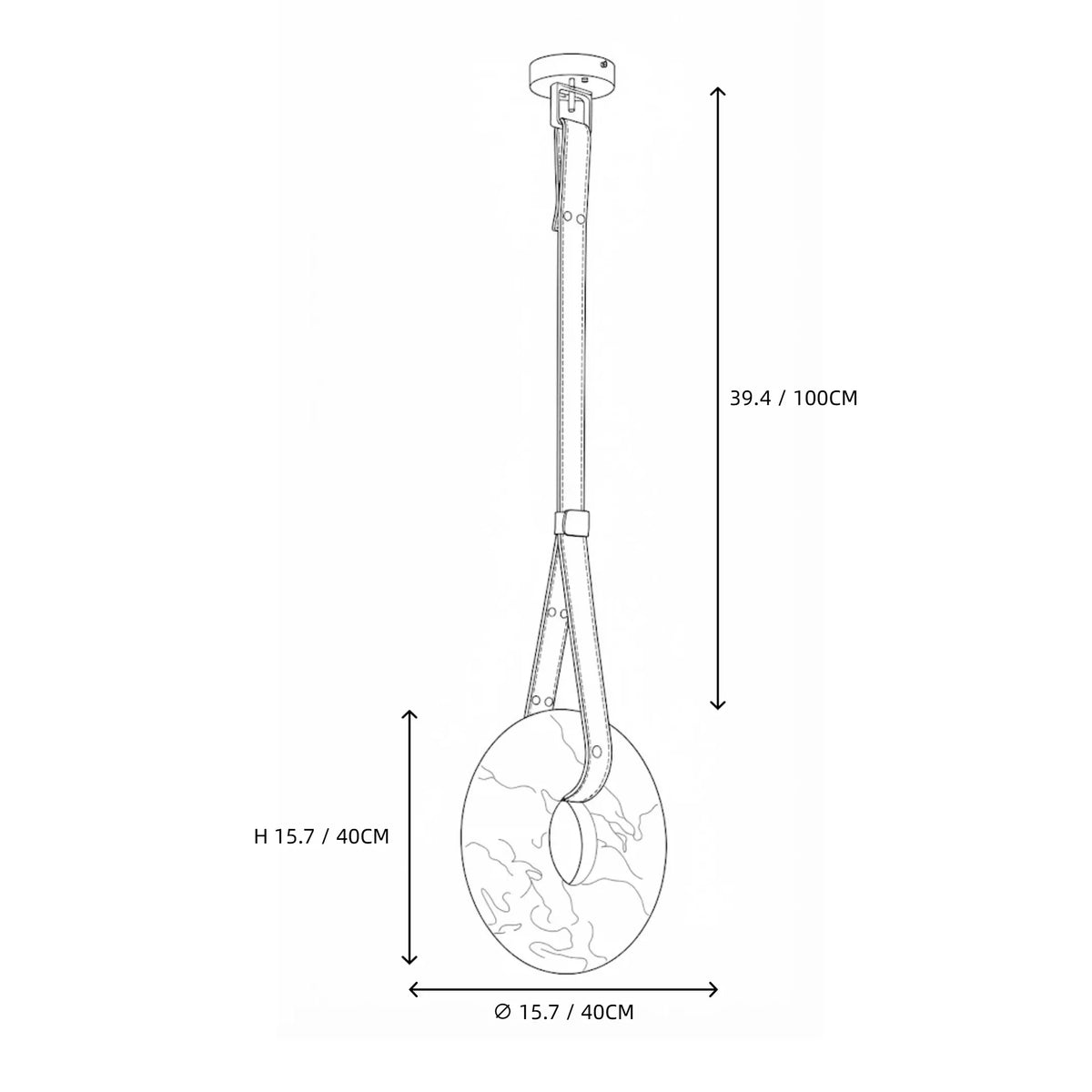 Strap Ring Pendant Light in alabaster for Kitchen Island | AUVIELIGHT