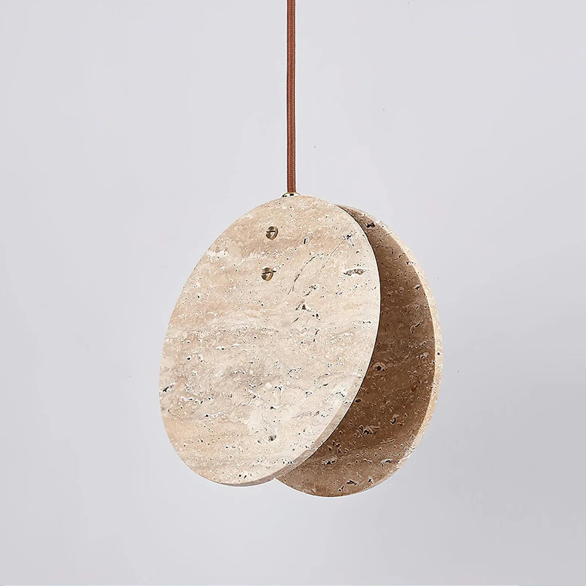 Round Pendant Light in travertine for Kitchen Island by AUVIELIGHT