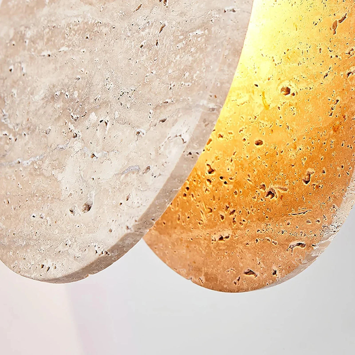 Round Pendant Light in travertine for Kitchen Island by AUVIELIGHT