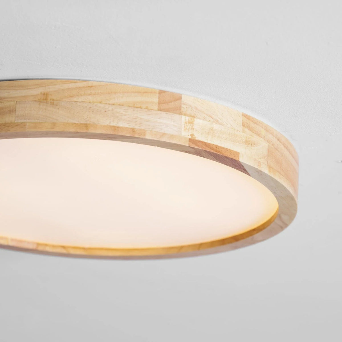 Rubberwood Round Flush Mount in wood for Low Ceilings by AUVIELIGHT