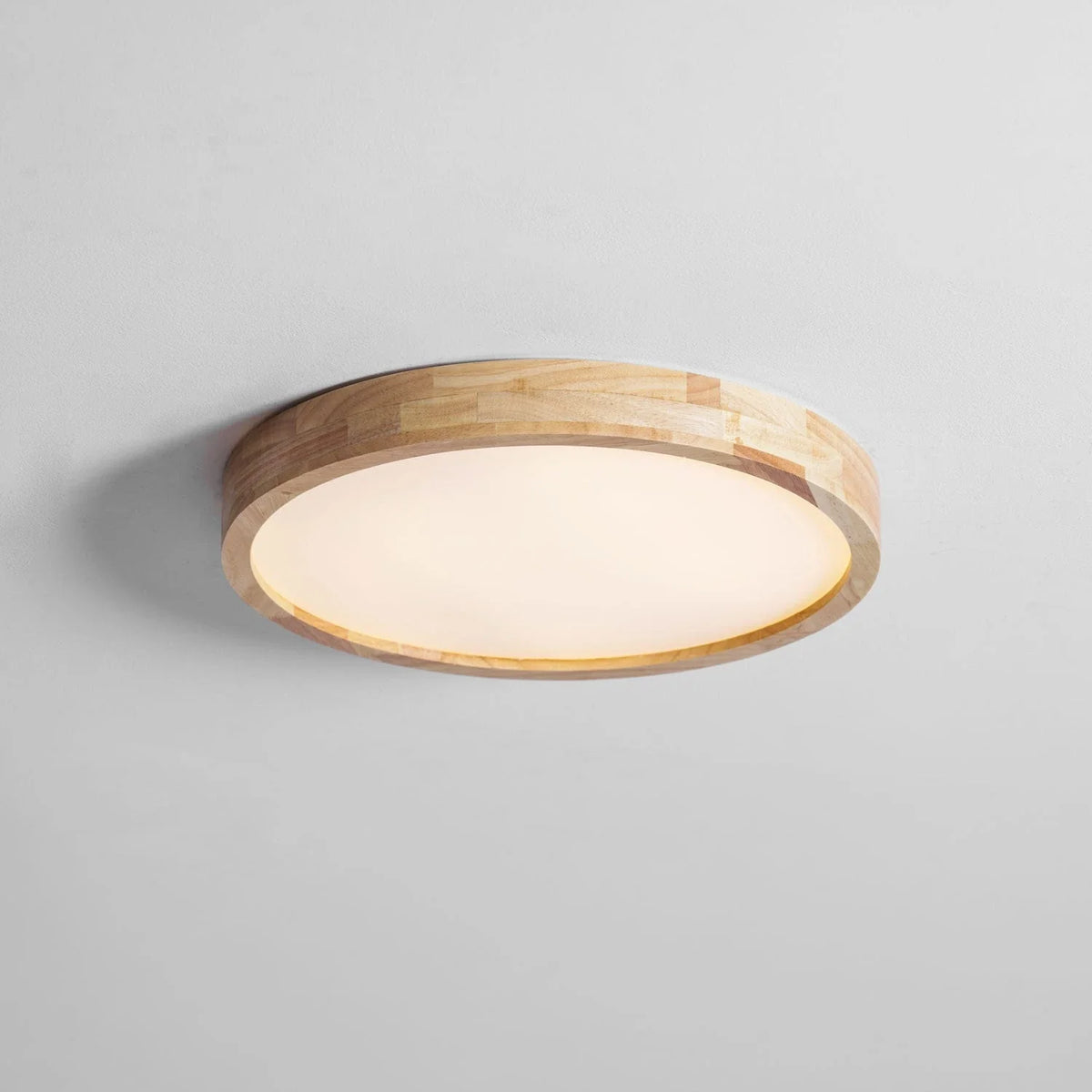 Rubberwood Round Flush Mount in wood for Low Ceilings by AUVIELIGHT