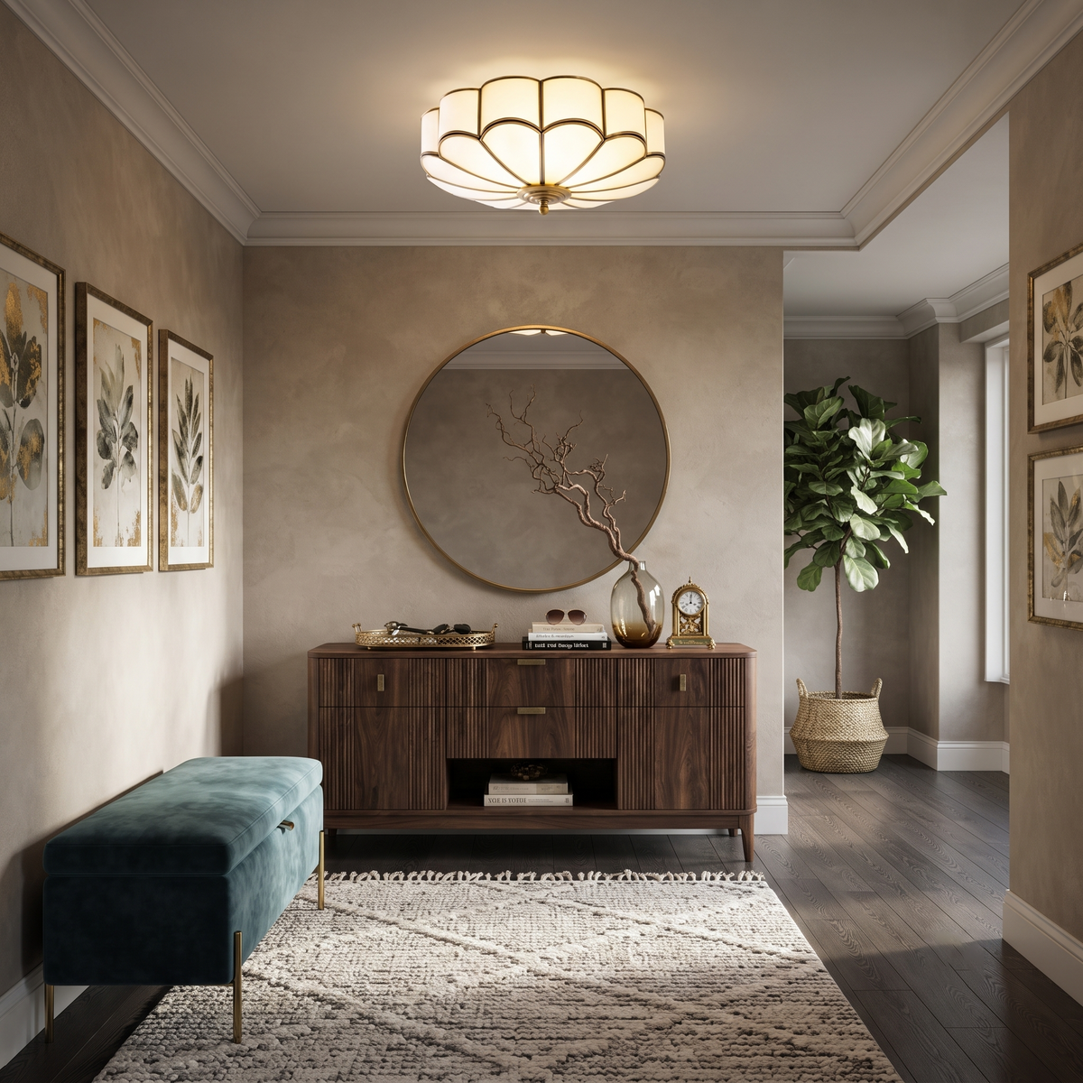 Bloom Scalloped Flush Mount for Low Ceilings by AUVIELIGHT