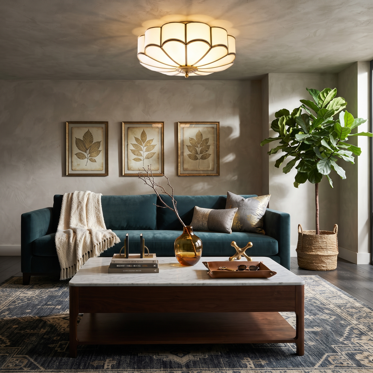 Bloom Scalloped Flush Mount for Low Ceilings by AUVIELIGHT