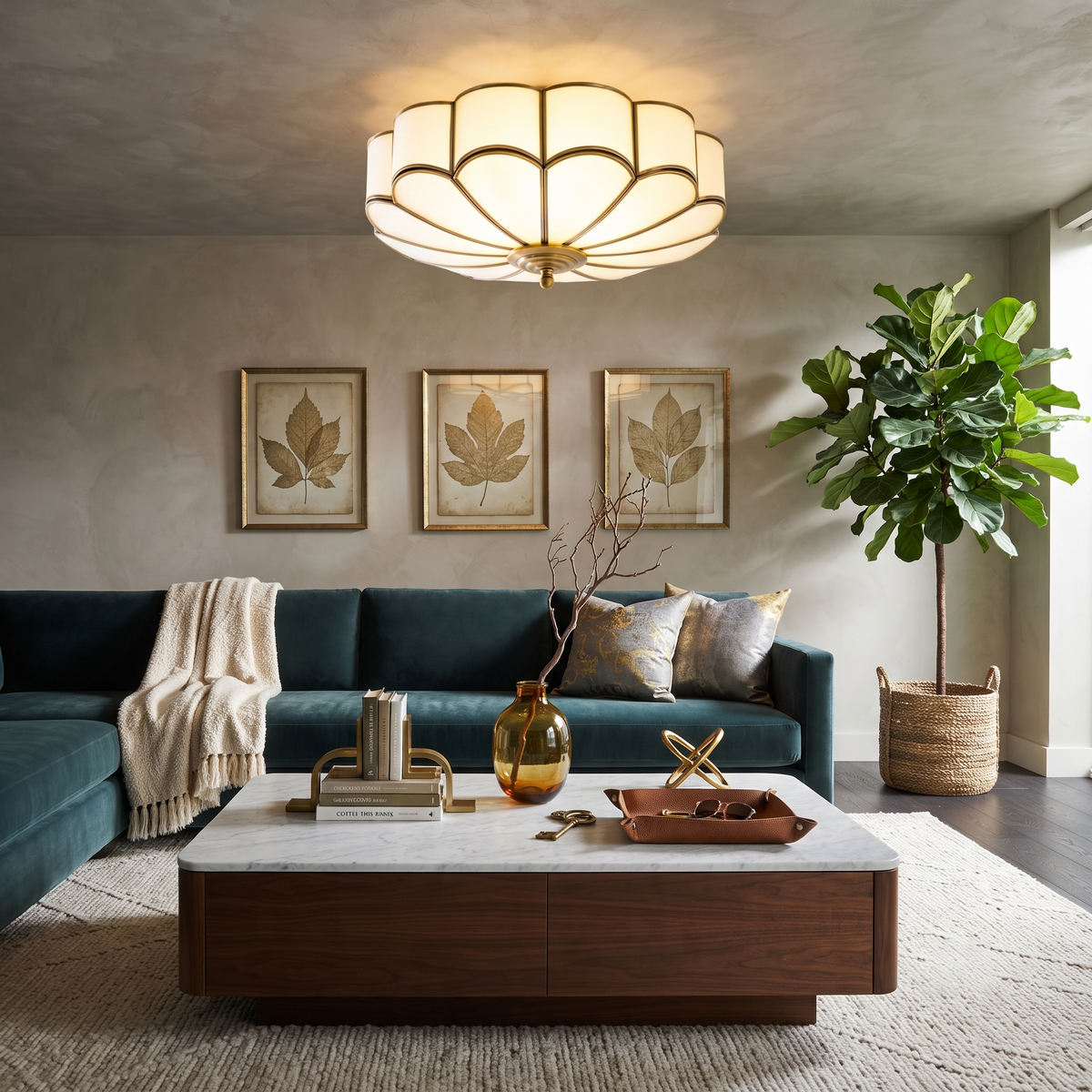 Bloom Scalloped Flush Mount for Low Ceilings by AUVIELIGHT