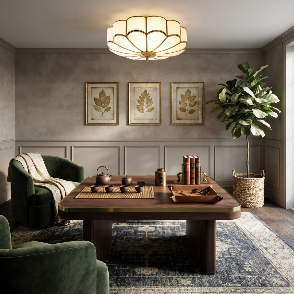 Bloom Scalloped Flush Mount for Low Ceilings by AUVIELIGHT