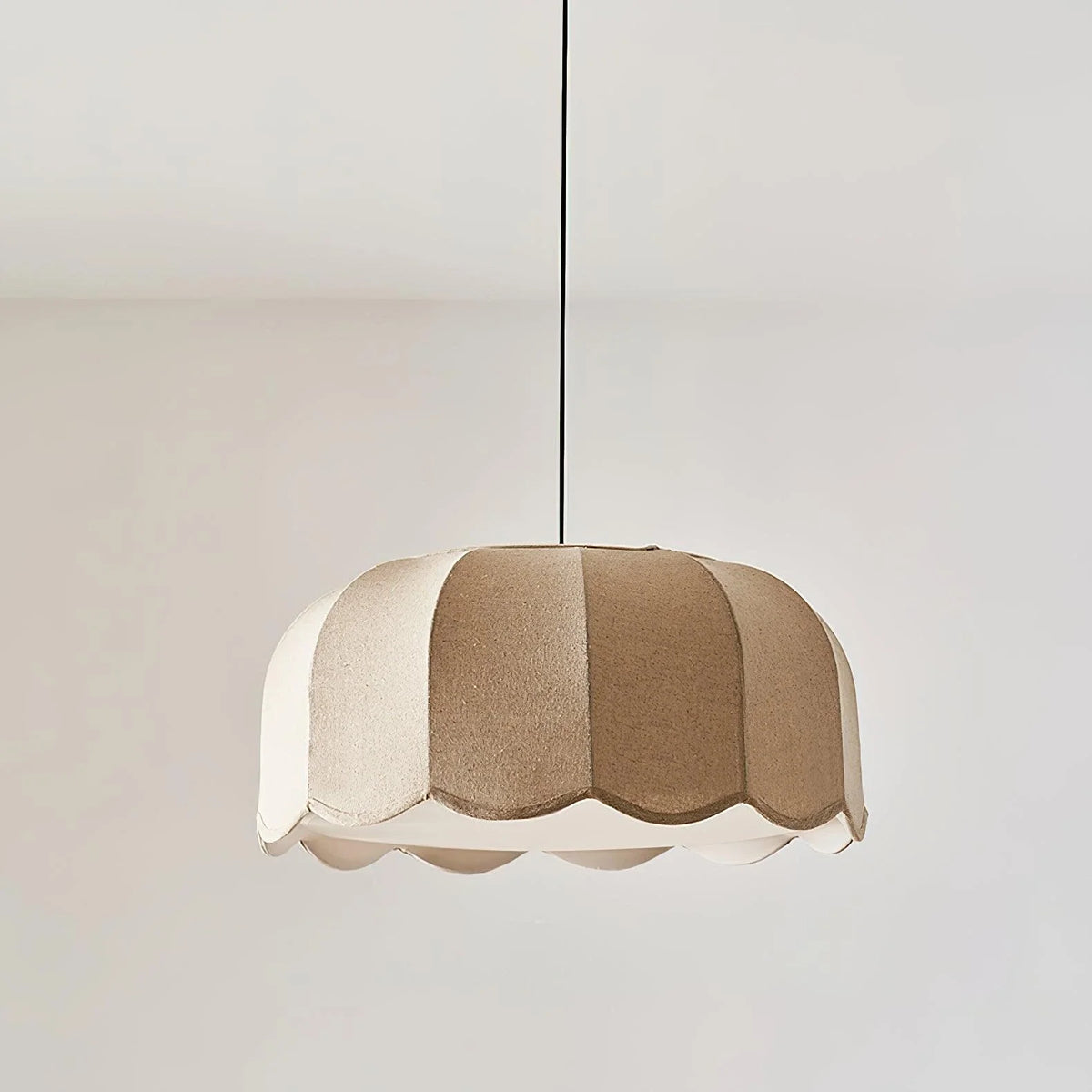 Fabric Scalloped Pendant Light for Kitchen Island by AUVIELIGHT, ∅ 17.7" x H 7.9" / Dia 45cm x H 20cm / Beige and 1 other sizes