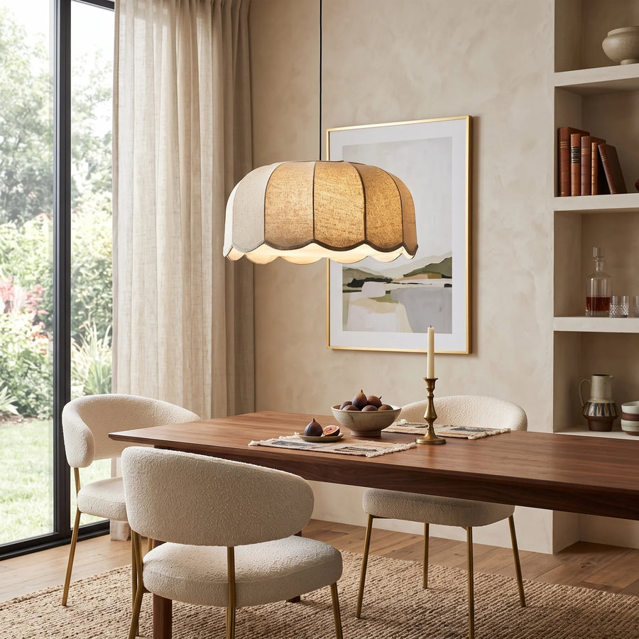 Fabric Scalloped Pendant Light for Kitchen Island by AUVIELIGHT
