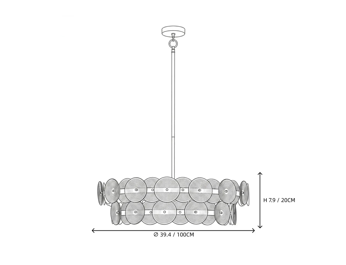 2-Tier Disc Chandelier in amber glass for Dining Room by AUVIELIGHT