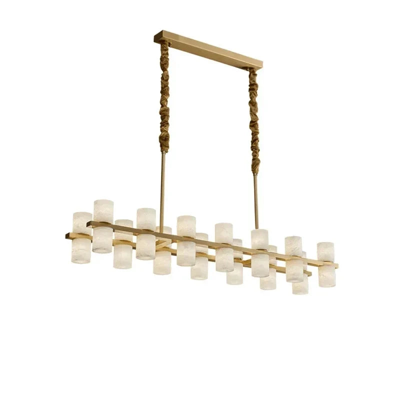 Cylinder Linear Chandelier in alabaster for Dining Room by AUVIELIGHT