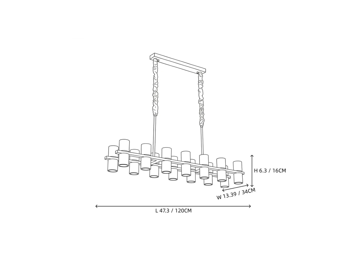 Cylinder Linear Chandelier in alabaster for Dining Room by AUVIELIGHT