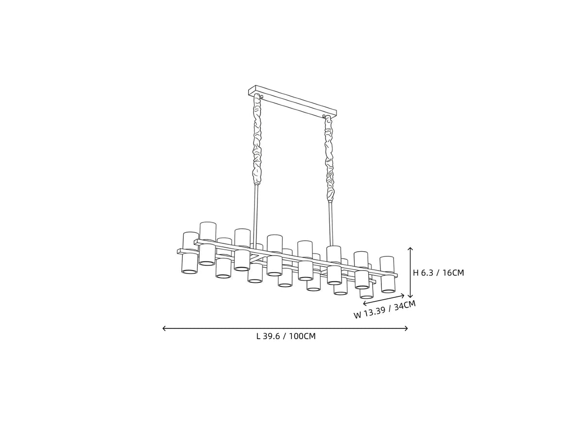 Cylinder Linear Chandelier in alabaster for Dining Room by AUVIELIGHT