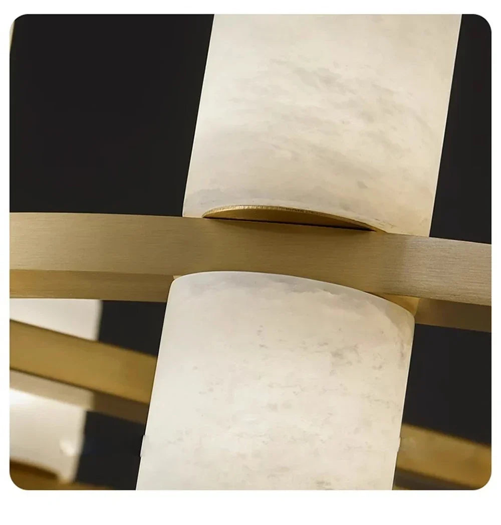 Cylinder Linear Chandelier in alabaster for Dining Room by AUVIELIGHT