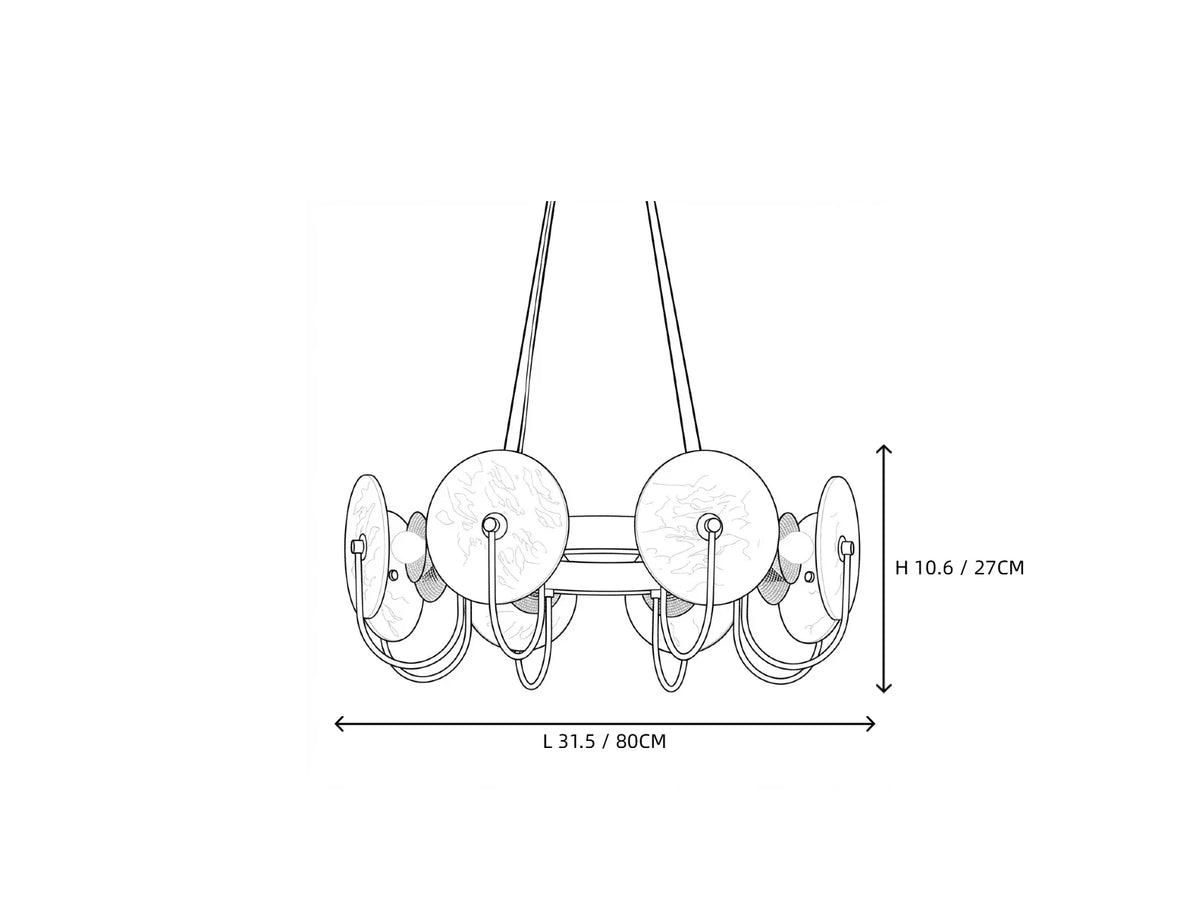 Exposed Bulbs Disc Chandelier in alabaster for Dining Room by AUVIELIGHT