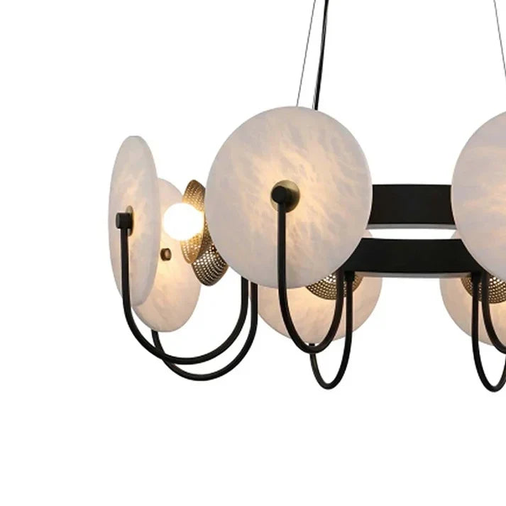 Exposed Bulbs Disc Chandelier in alabaster for Dining Room by AUVIELIGHT