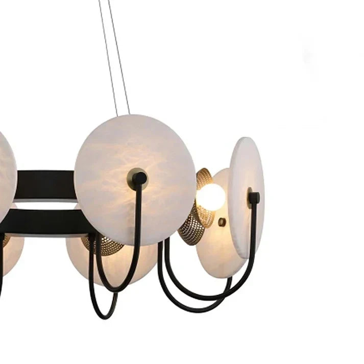 Exposed Bulbs Disc Chandelier in alabaster for Dining Room by AUVIELIGHT