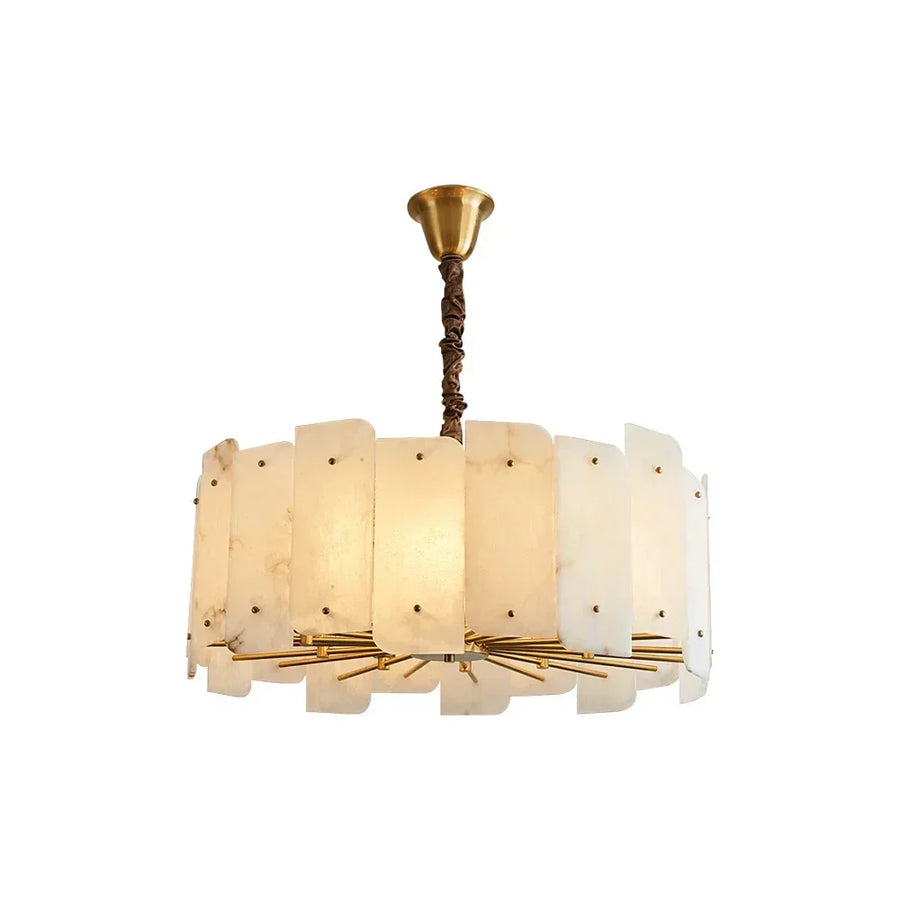 Sculptural Slat Chandelier in alabaster for Dining Room by AUVIELIGHT