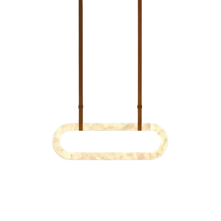 Sculptural Oval Ring Chandelier in alabaster for Dining Room by AUVIELIGHT