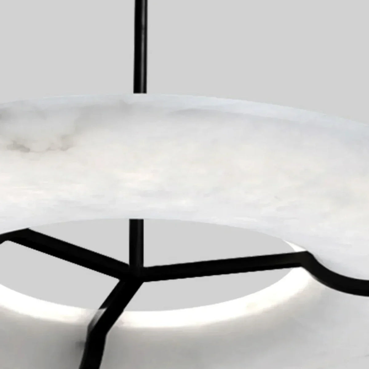 Sculptural Ring Chandelier in alabaster for Dining Room by AUVIELIGHT