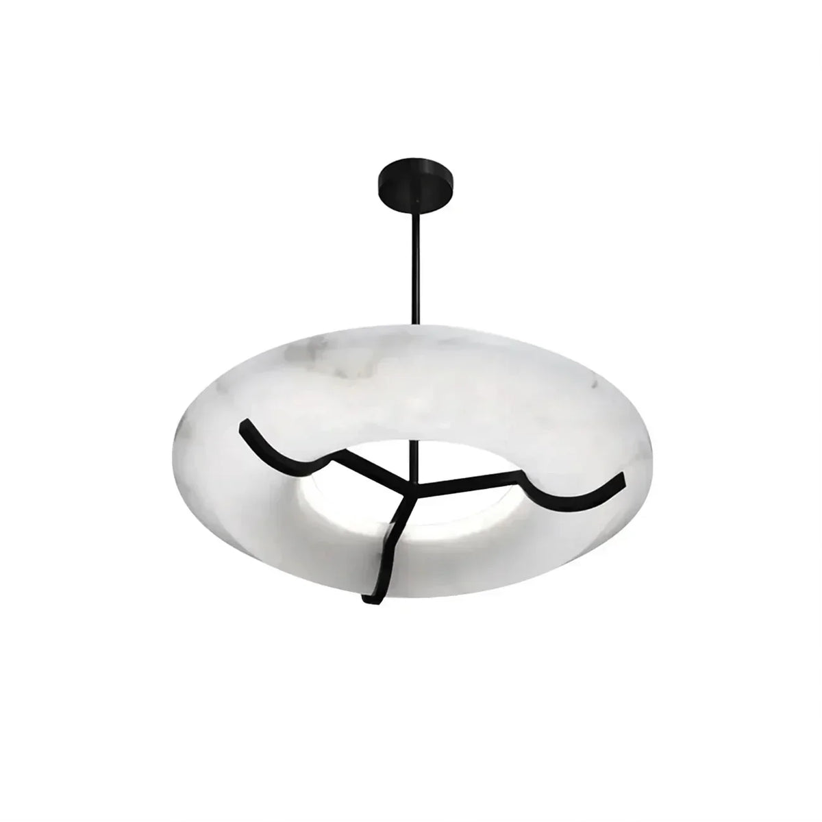 Sculptural Ring Chandelier in alabaster for Dining Room by AUVIELIGHT
