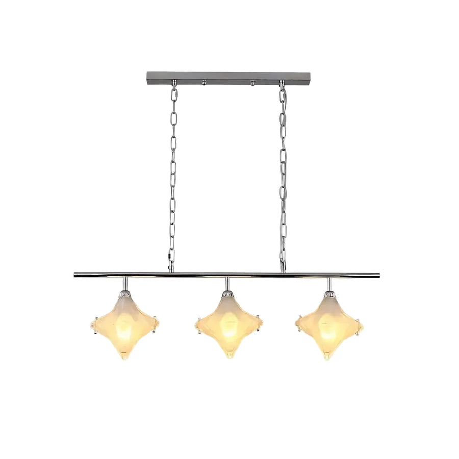 Sculptural Diamond Star Chandelier in amber glass for Dining Room by AUVIELIGHT