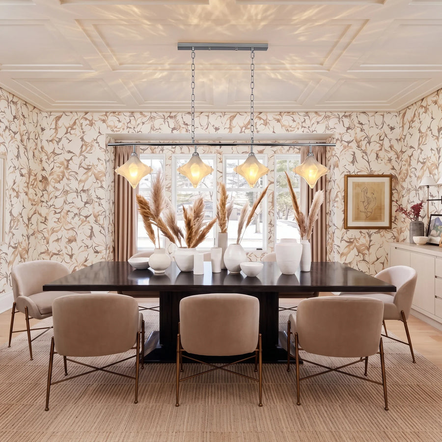 Sculptural Diamond Star Chandelier in amber glass for Dining Room by AUVIELIGHT
