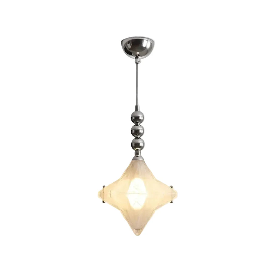 Sculptural Diamond Star Pendant Light in amber glass for Kitchen Island by AUVIELIGHT