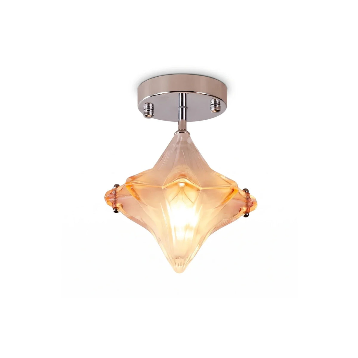 Sculptural Diamond Star Flush Mount in glass for Low Ceilings by AUVIELIGHT, Style B ∅ 9.1 x  H 17 / white+silver / Warm Light